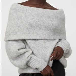 H&M ladies off the shoulder sweater in Gray